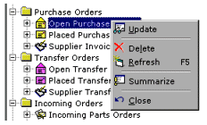 Right Click menu in Purchase Order Manager
