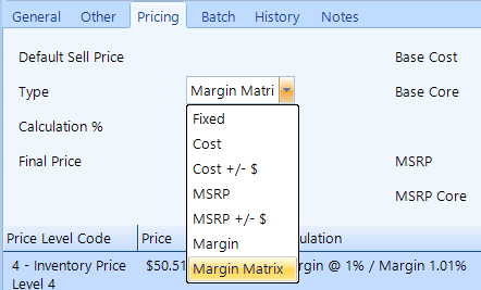 Inventory Price Level Type